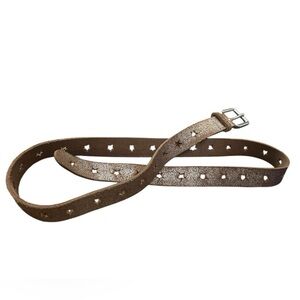 Leather stars cut out thin belt size M